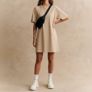 LULULEMON All Yours Tee Shirt Dress in Trench Tan Beige